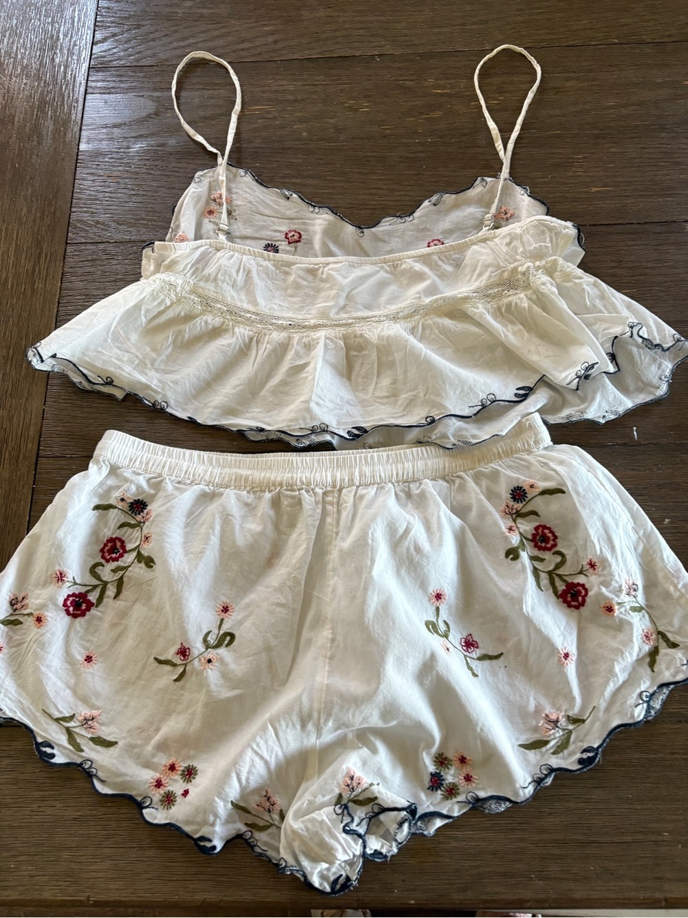 Intimately Free People Floral Embroidered Cami & Shorts Lounge Set Ivory - Picture 5 of 6